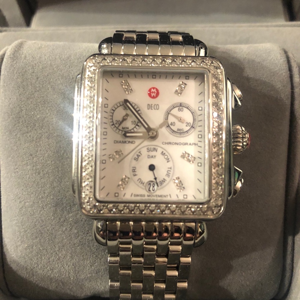 Michele Deco Diamond Chronograph Watch Head/ brac